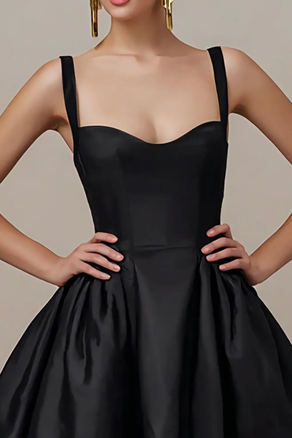 Spaghetti Straps Satin A Line Little Black Dress sold by Zapaka product image thumbnail 2