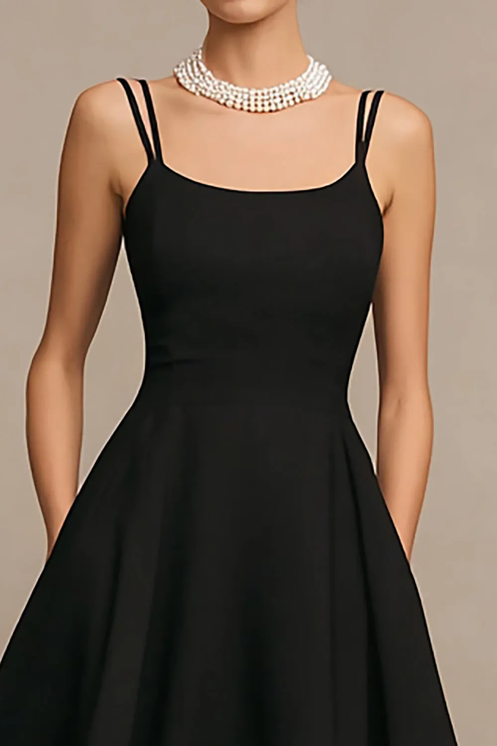 Satin A Line Midi Little Black Dress sold by Zapaka product image thumbnail 2