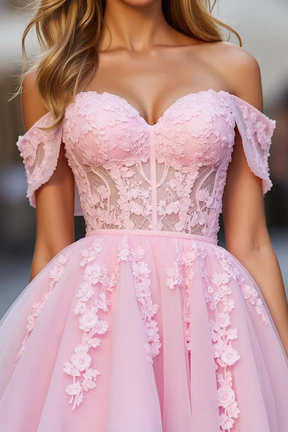 A Line Short Tulle Pink Homecoming Dress with Appliques sold by Zapaka product image thumbnail 3
