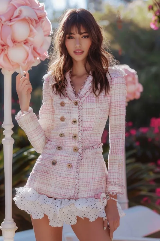 Light Pink 2-Piece Bodycon Notched Lapel Short Homecoming Outfits with Double Breasted sold by Zapaka