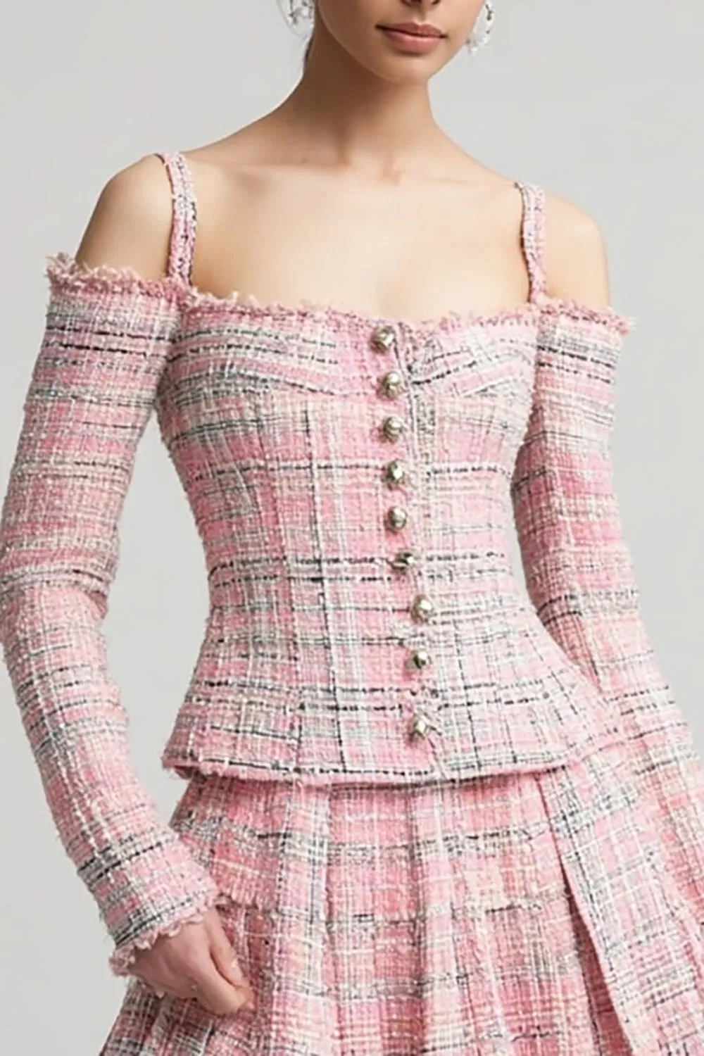 A Line Short 2-Piece Pink Work Dress sold by Zapaka product image thumbnail 2