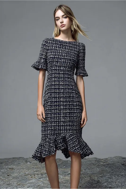 Bateau Mermaid Black Work Dress sold by Zapaka