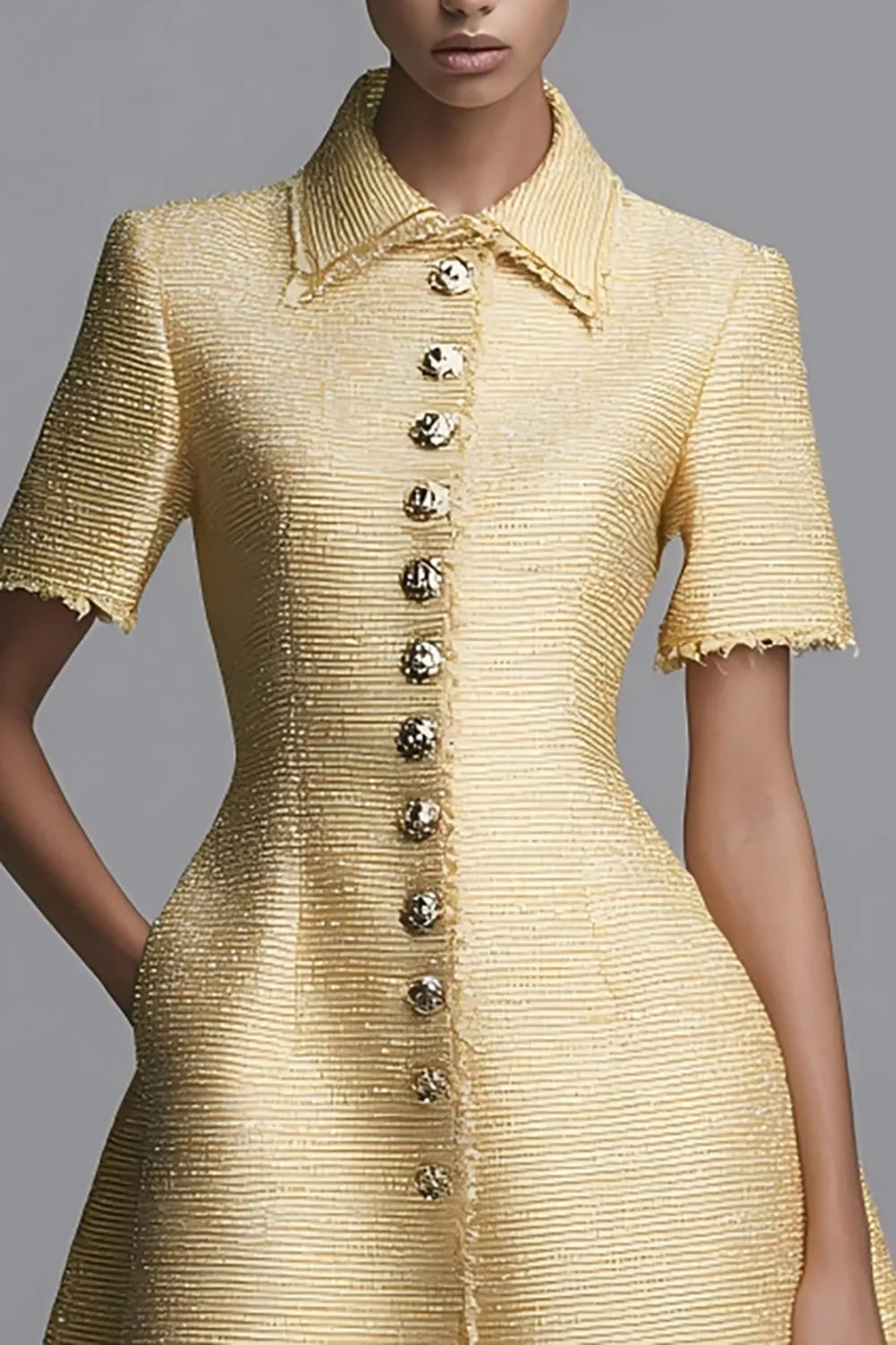 Yellow Collar A Line Work Dress sold by Zapaka product image thumbnail 2