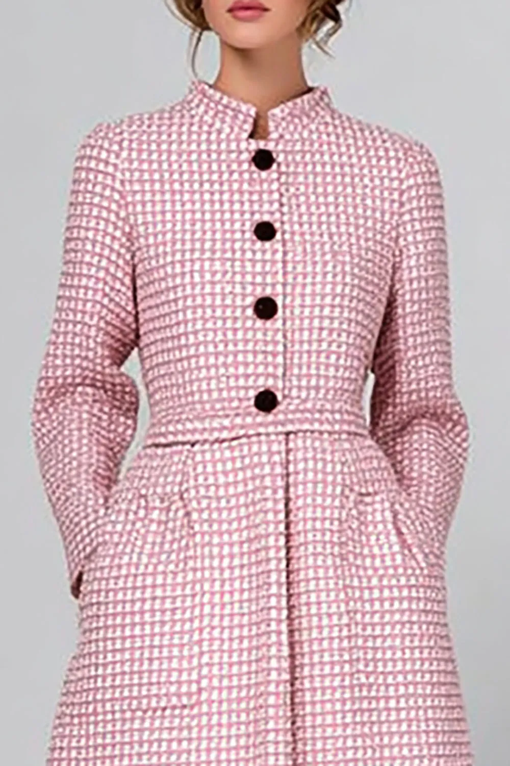 Pink A Line High Neck Midi Work Dress sold by Zapaka product image thumbnail 2