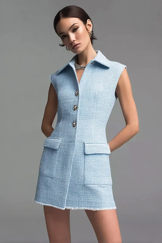 Short Bodycon Collar Sky Blue Work Dress sold by Zapaka