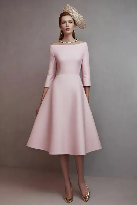 Off the Shoulder A Line Pink Work Dress sold by Zapaka