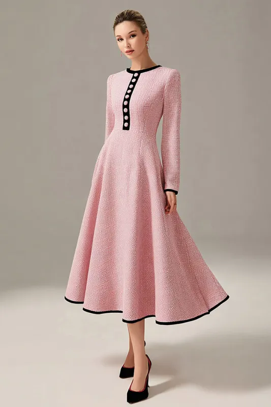 Pink A Line Bateau Midi Work Dress sold by Zapaka