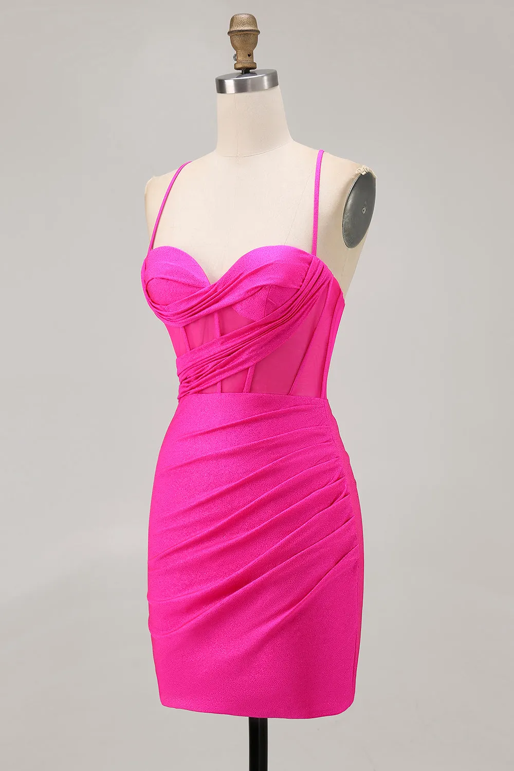 Fuchsia Corset Ruched Tight Short Homecoming Dress sold by Zapaka product image thumbnail 3