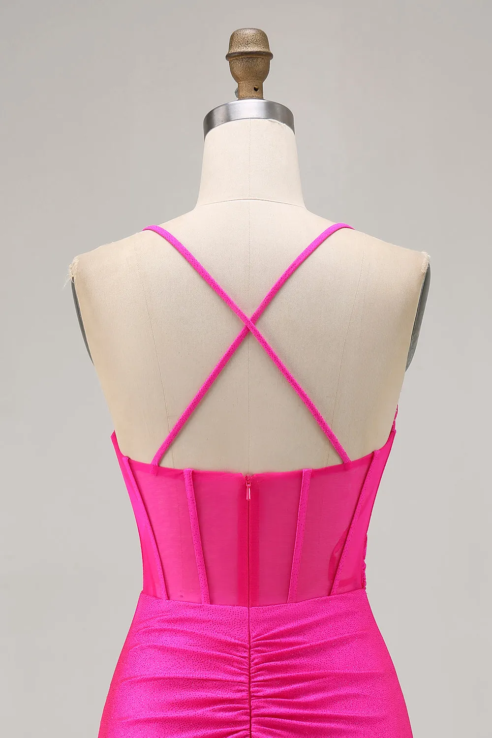 Fuchsia Corset Ruched Tight Short Homecoming Dress sold by Zapaka product image thumbnail 5