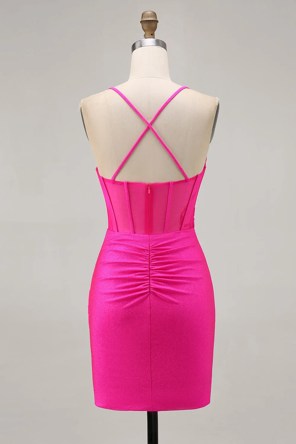 Fuchsia Corset Ruched Tight Short Homecoming Dress sold by Zapaka product image thumbnail 2
