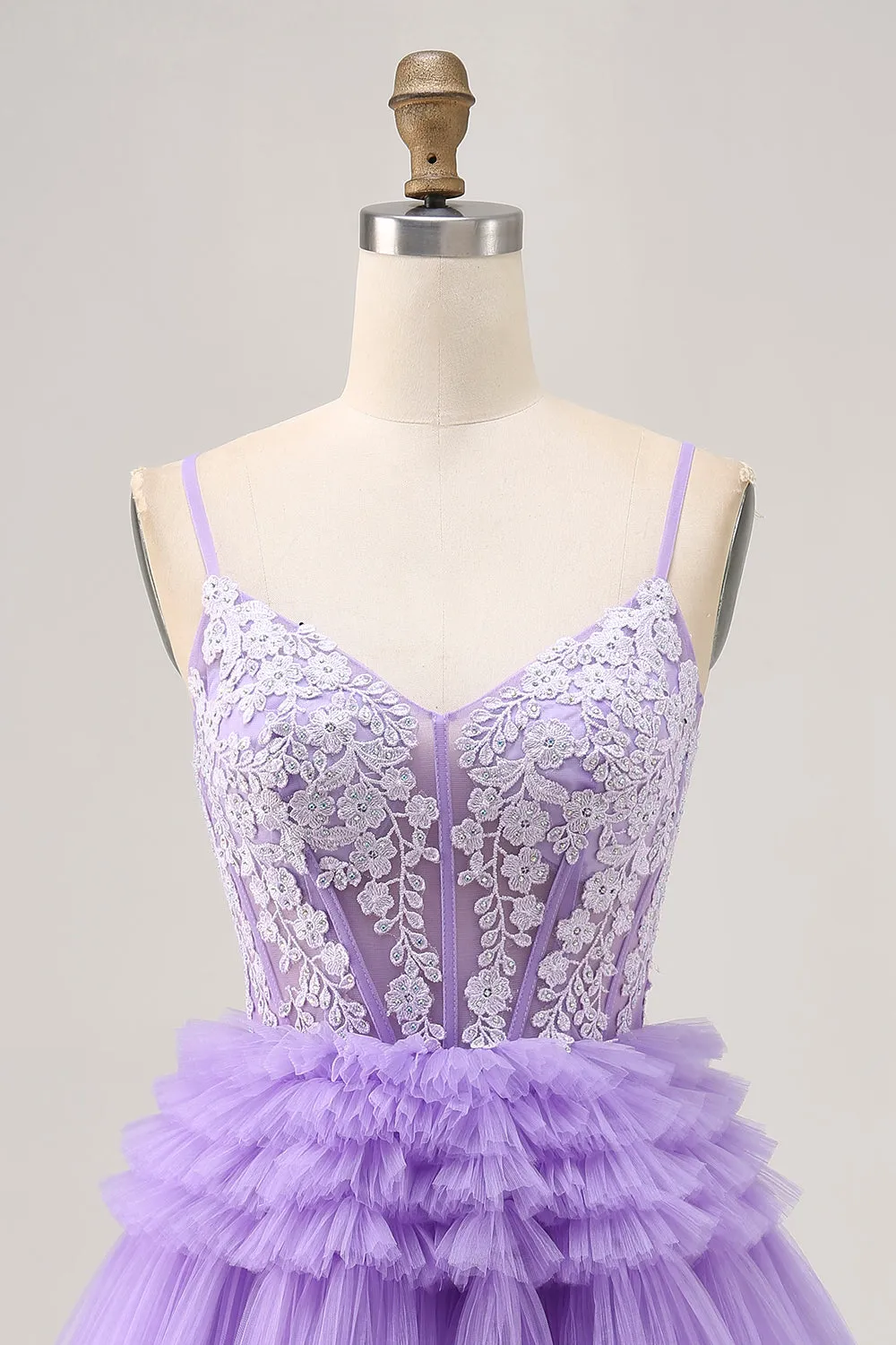 Off The Shoulder Lavender Beaded Tiered A Line Homecoming Dress sold by Zapaka product image thumbnail 4