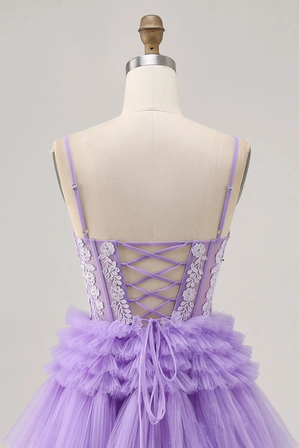 Off The Shoulder Lavender Beaded Tiered A Line Homecoming Dress sold by Zapaka product image thumbnail 5