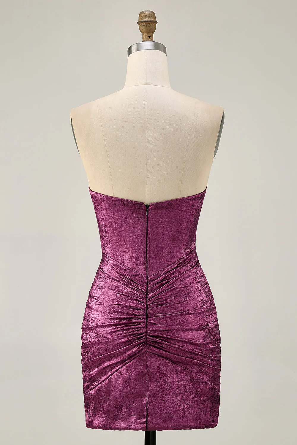 Strapless Bodycon Beaded Grape Short Homecoming Dress with Rhinestones sold by Zapaka product image thumbnail 2