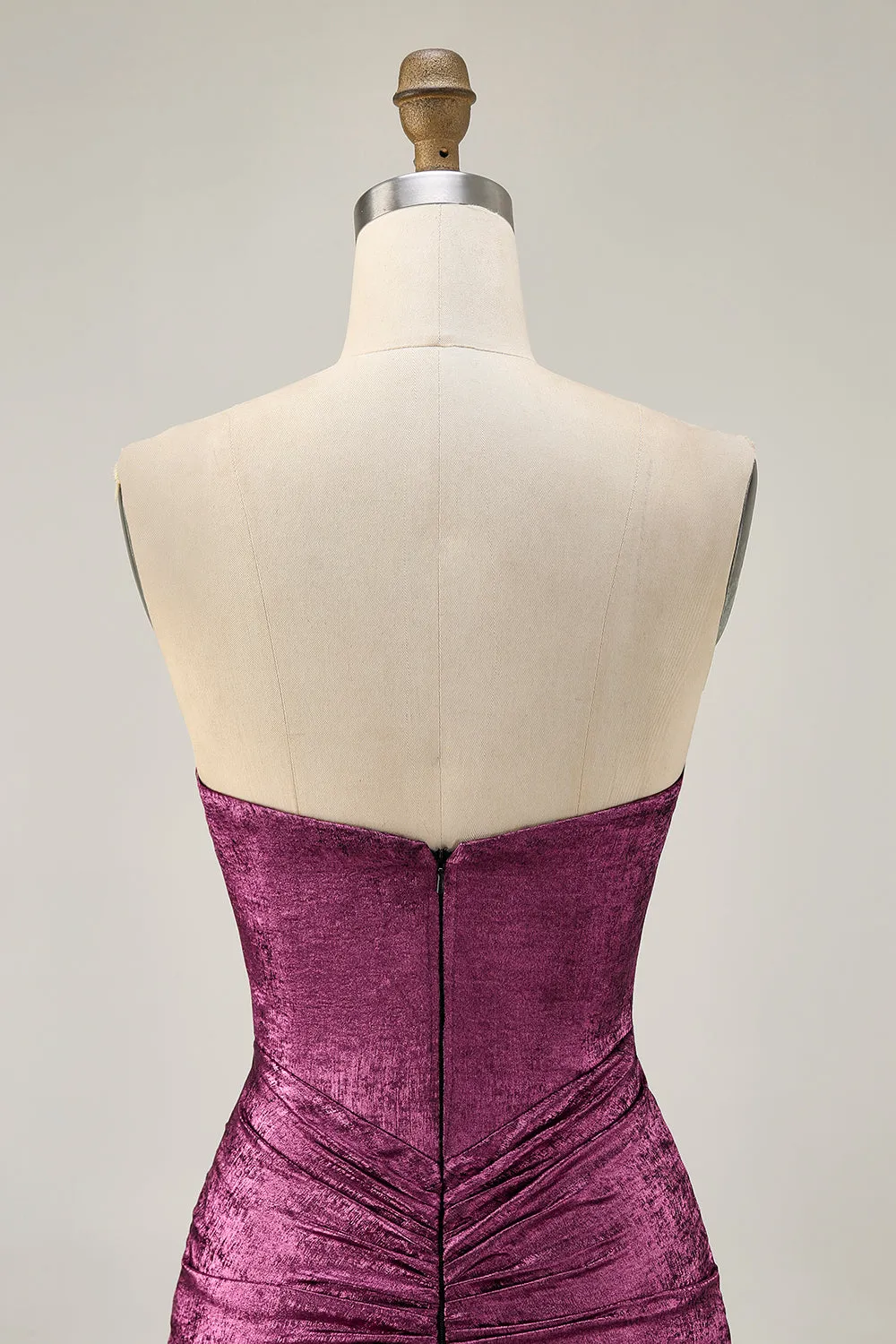Strapless Bodycon Beaded Grape Short Homecoming Dress with Rhinestones sold by Zapaka product image thumbnail 5