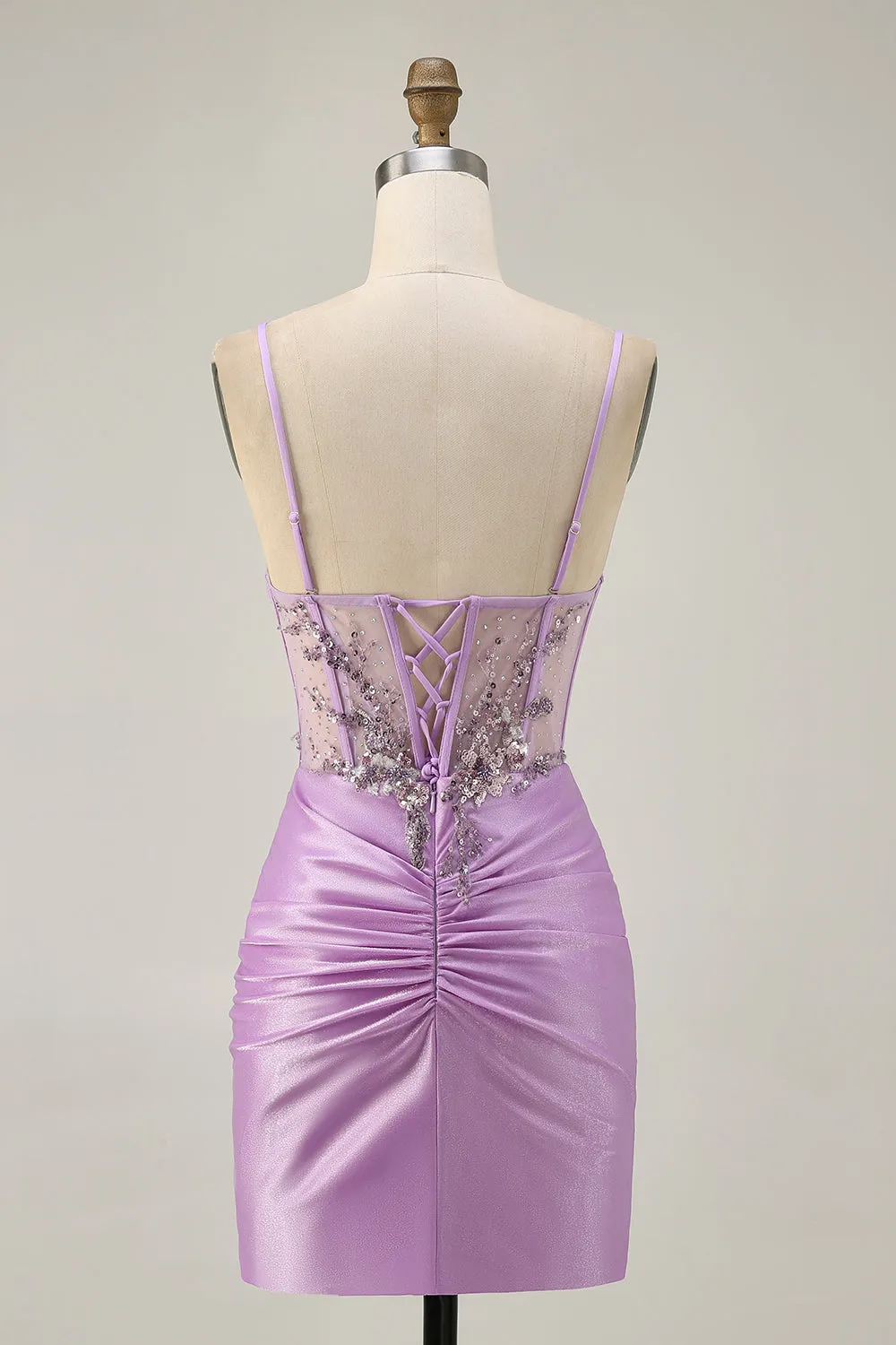 Sparkly Lilac Bodycon Strapless Short Homecoming Dress with Lace Up Back sold by Zapaka product image thumbnail 5
