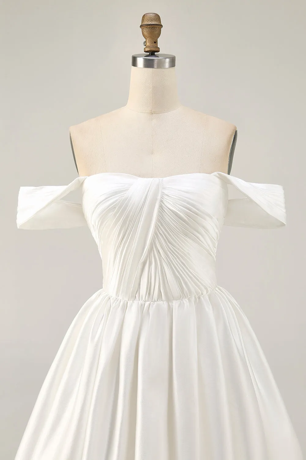 Ruched Off The Shoulder White Short Homecoming Dress sold by Zapaka product image thumbnail 4