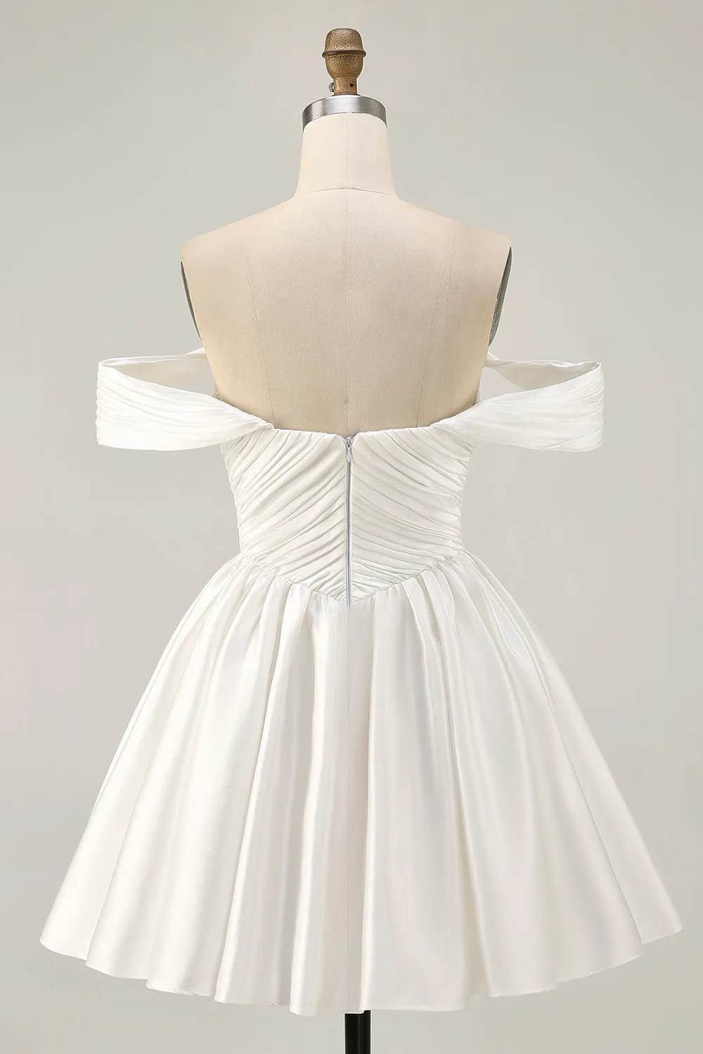 Ruched Off The Shoulder White Short Homecoming Dress sold by Zapaka product image thumbnail 2