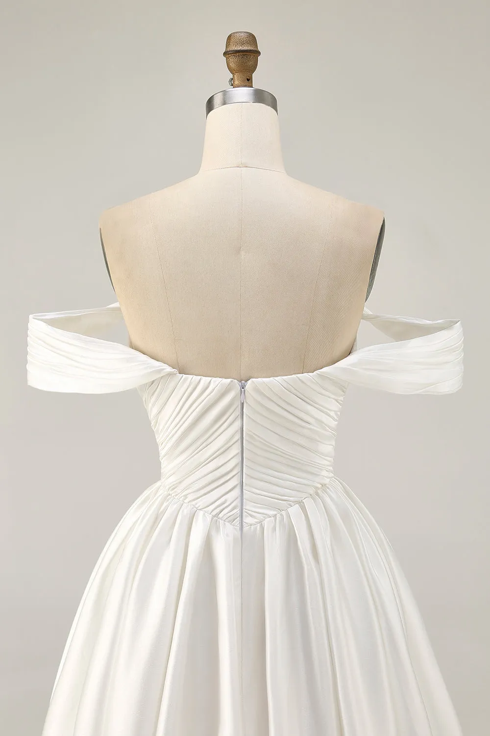 Ruched Off The Shoulder White Short Homecoming Dress sold by Zapaka product image thumbnail 5