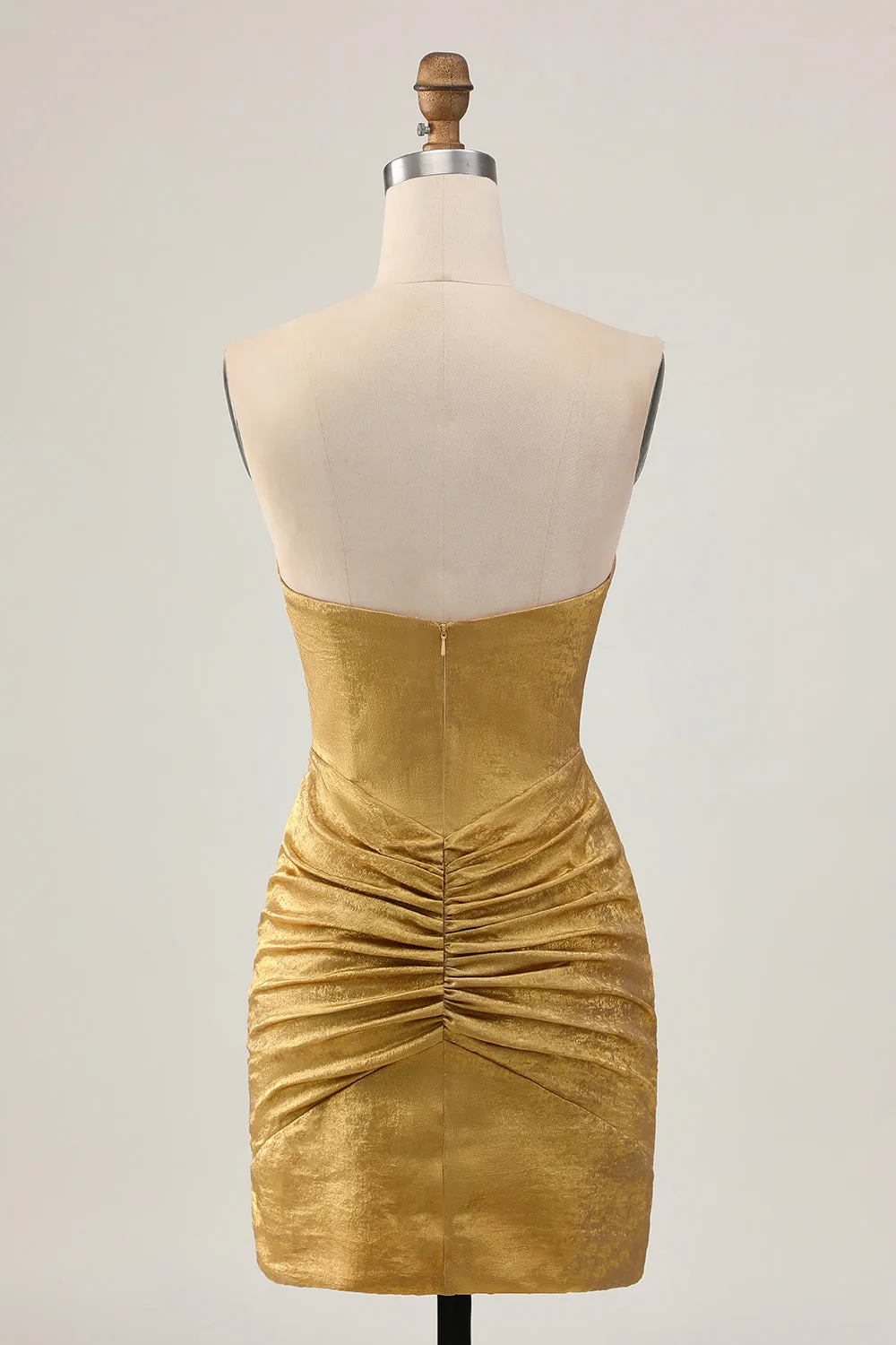 Golden Strapless Beaded Short Bodycon Homecoming Dress sold by Zapaka product image thumbnail 2