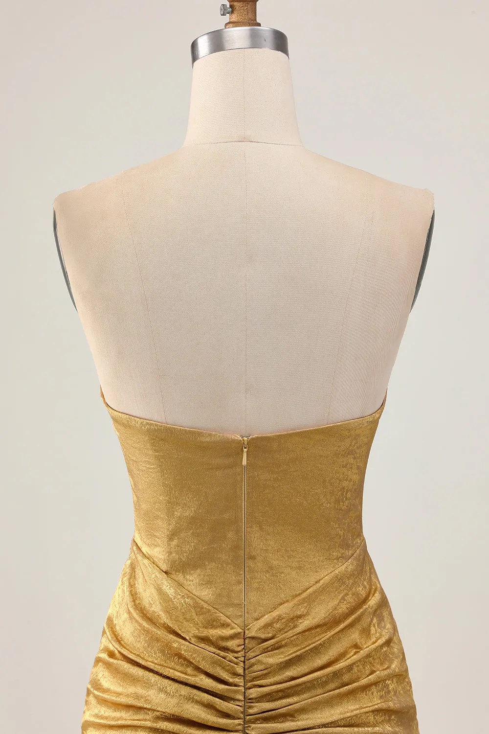 Golden Strapless Beaded Short Bodycon Homecoming Dress sold by Zapaka product image thumbnail 5