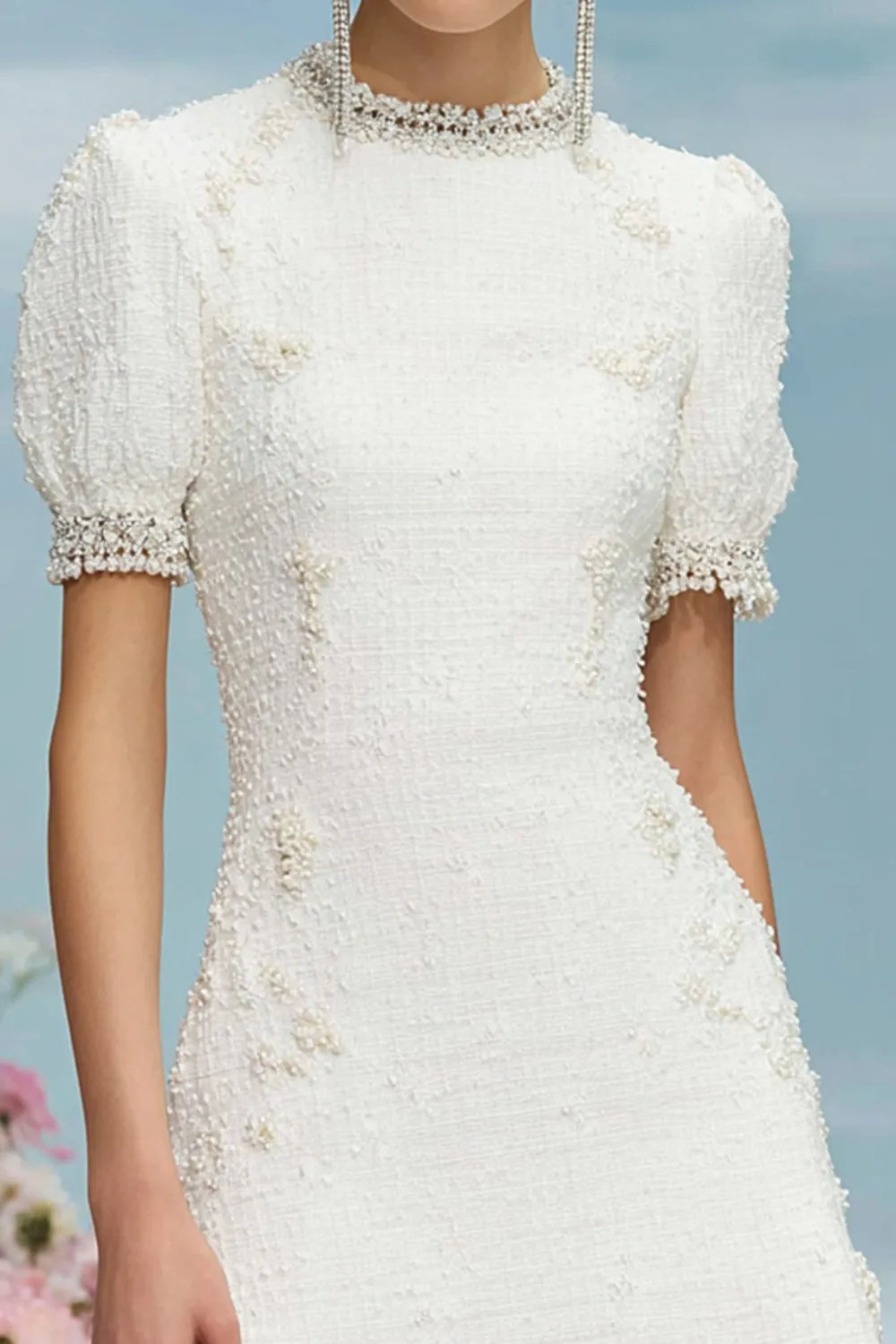 White Fitted A Line Round Neck Homecoming Dress sold by Zapaka product image thumbnail 2