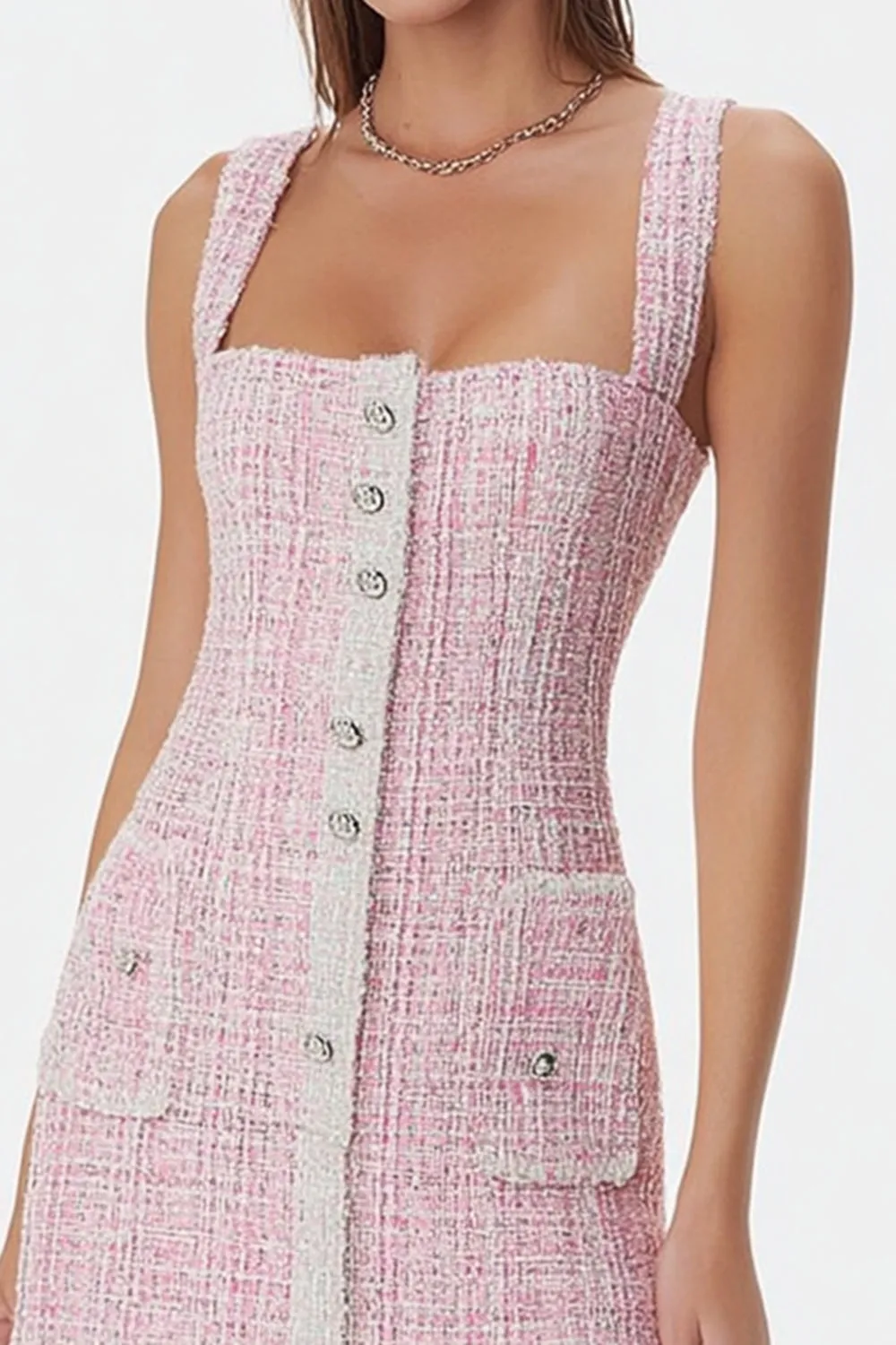 Pink Fitted Bodycon Square Neck Short Homecoming Dress with Bodycon sold by Zapaka product image thumbnail 2