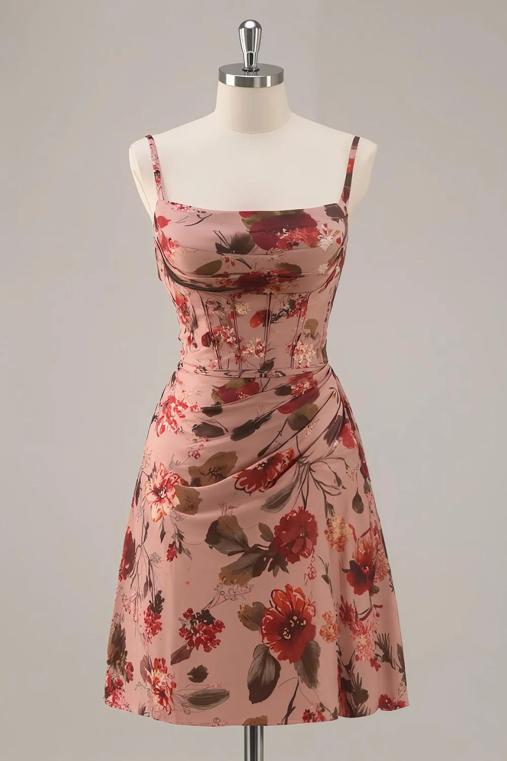Printed A Line Dusty Rose Corset Homecoming Dress sold by Zapaka