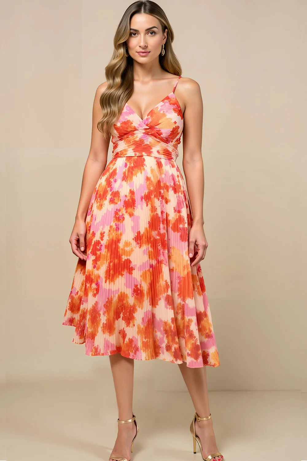 Sunset Printed A Line Spaghetti Straps Summer Dress sold by Zapaka