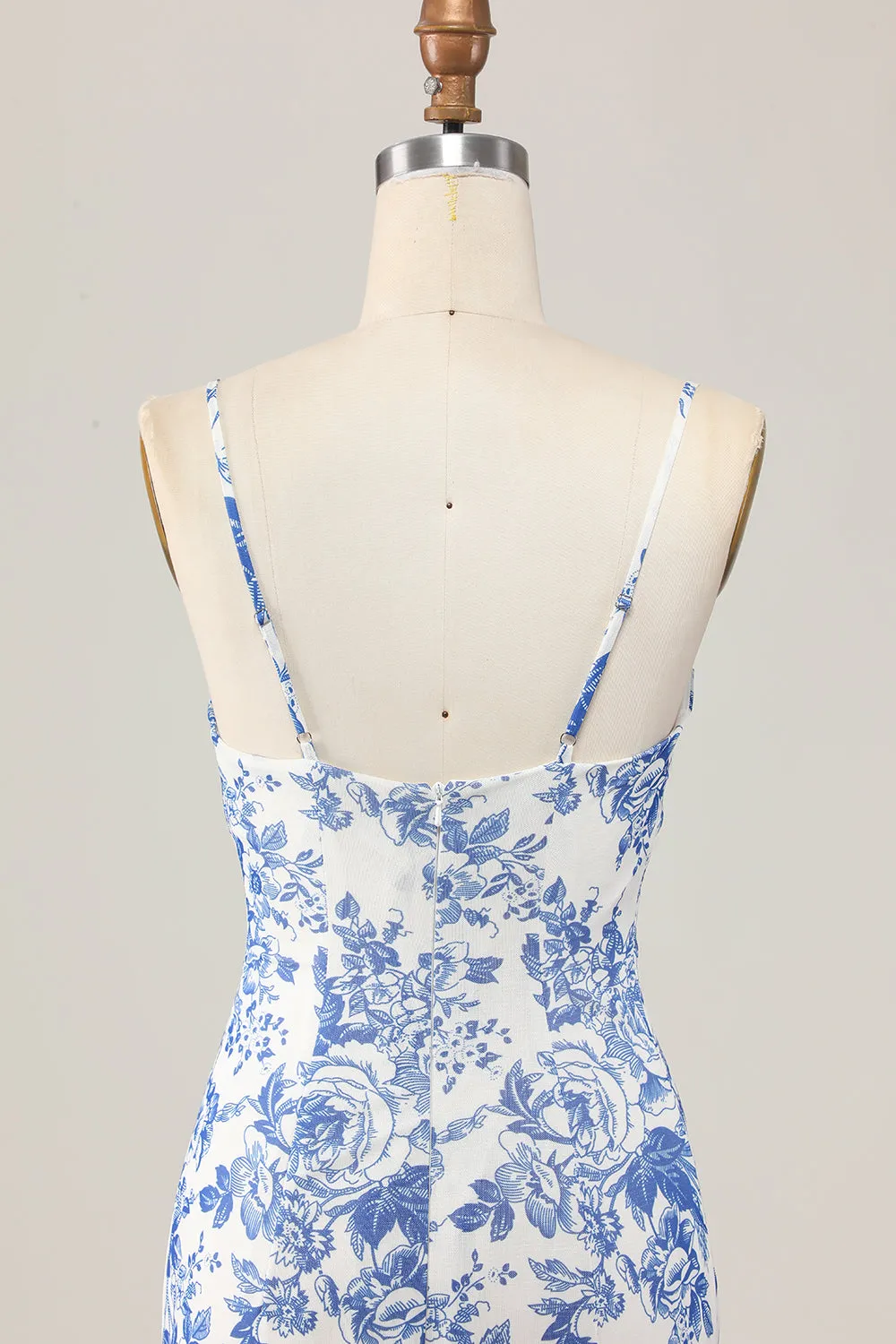 Printed Sheath White Blue Flower Long Wedding Guest Dress sold by Zapaka product image thumbnail 5