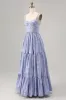 Blue Flower A-Line Beaded Wedding Guest Dress with Slit sold by Zapaka