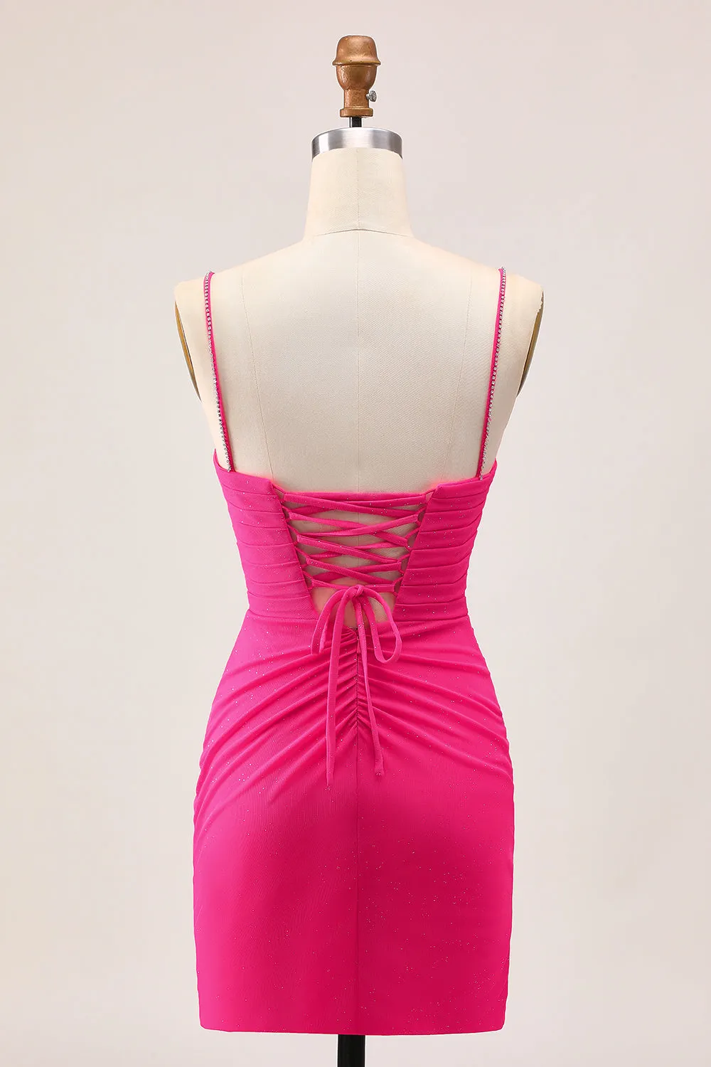 Fuchsia Bodycon Ruched Homecoming Dress with Slit sold by Zapaka product image thumbnail 2