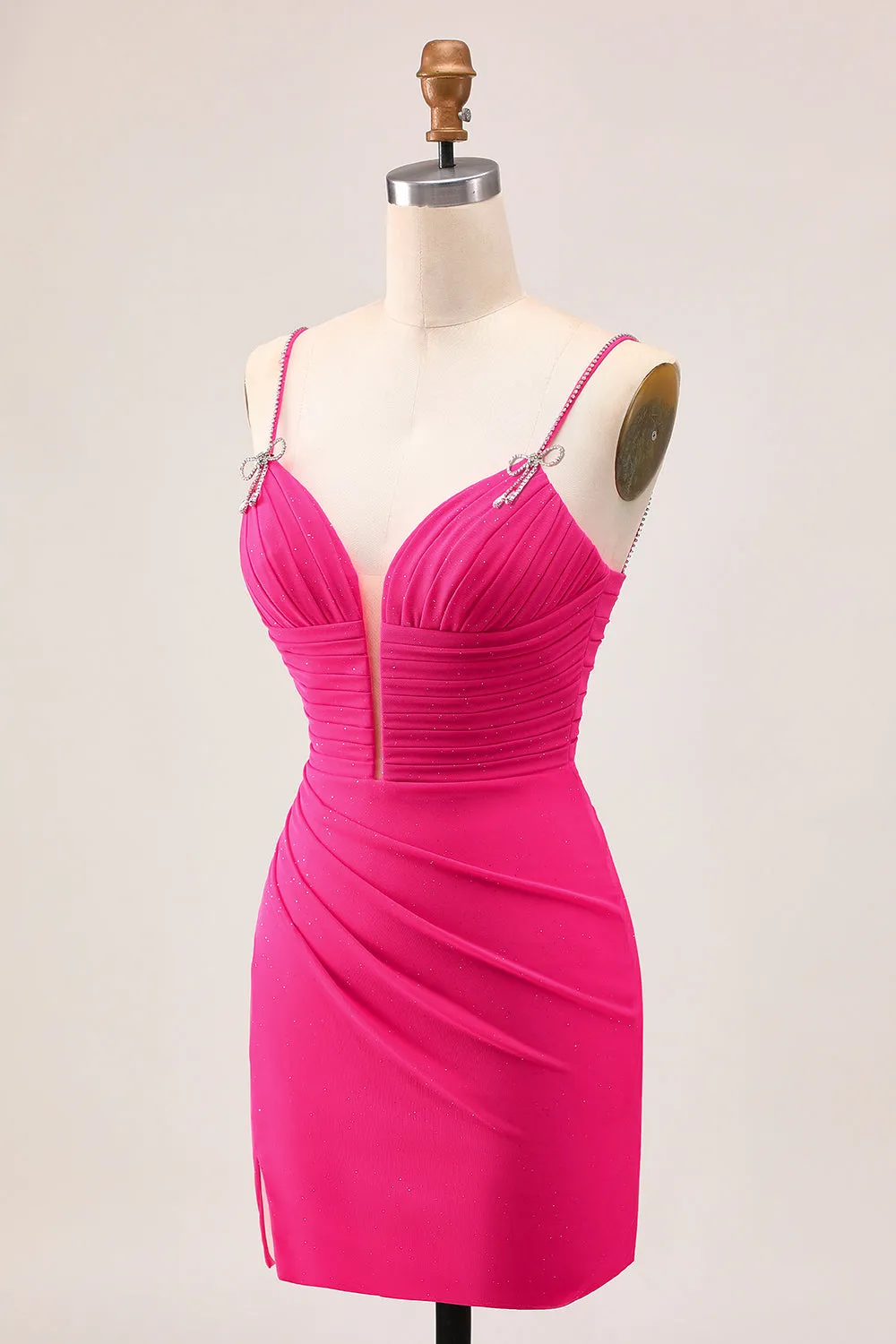 Fuchsia Bodycon Ruched Homecoming Dress with Slit sold by Zapaka product image thumbnail 5