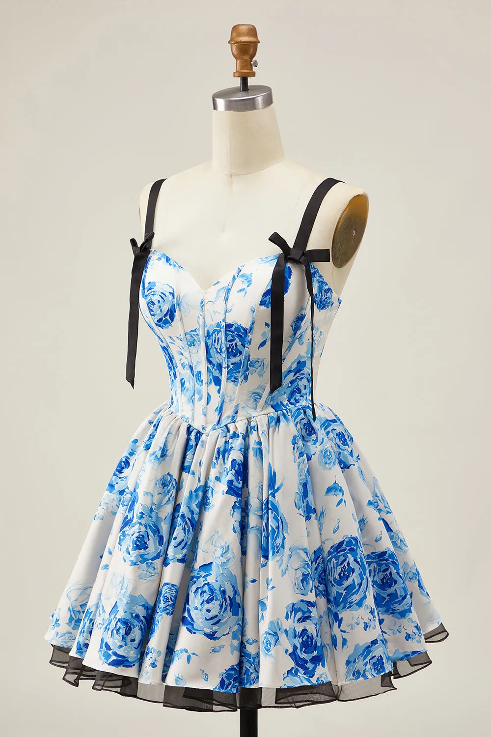 Floral White Blue Corset A Line Short Homecoming Dress sold by Zapaka product image thumbnail 5