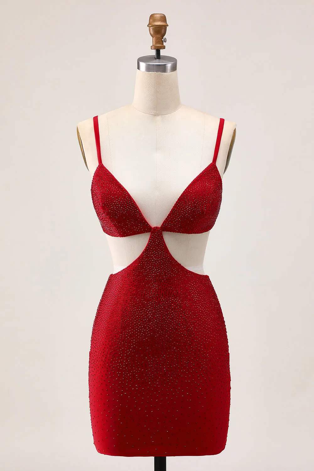 Chic Red Bodycon Beaded Cut Out Homecoming Dress sold by Zapaka