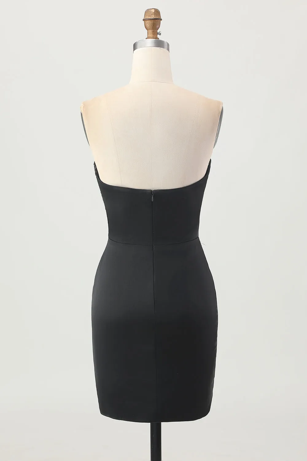 Black Strapless Corset Bodycon Beaded Homecoming Dress with Slit sold by Zapaka product image thumbnail 2