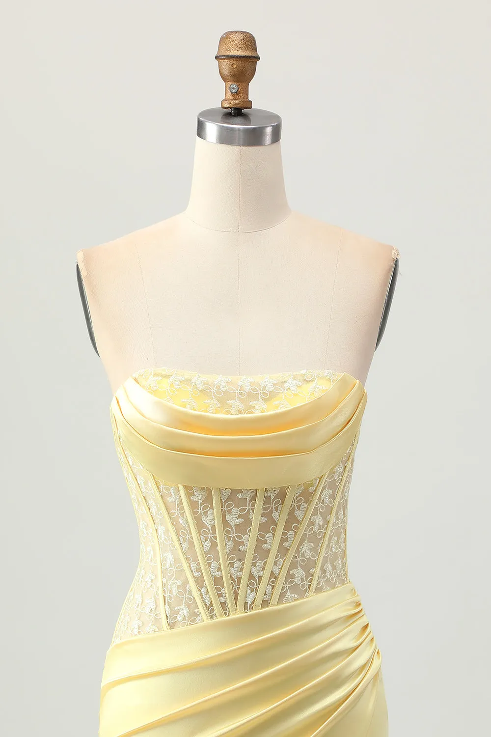 Yellow Satin Corset Tight Short Homecoming Dress with Lace Up Back sold by Zapaka product image thumbnail 4