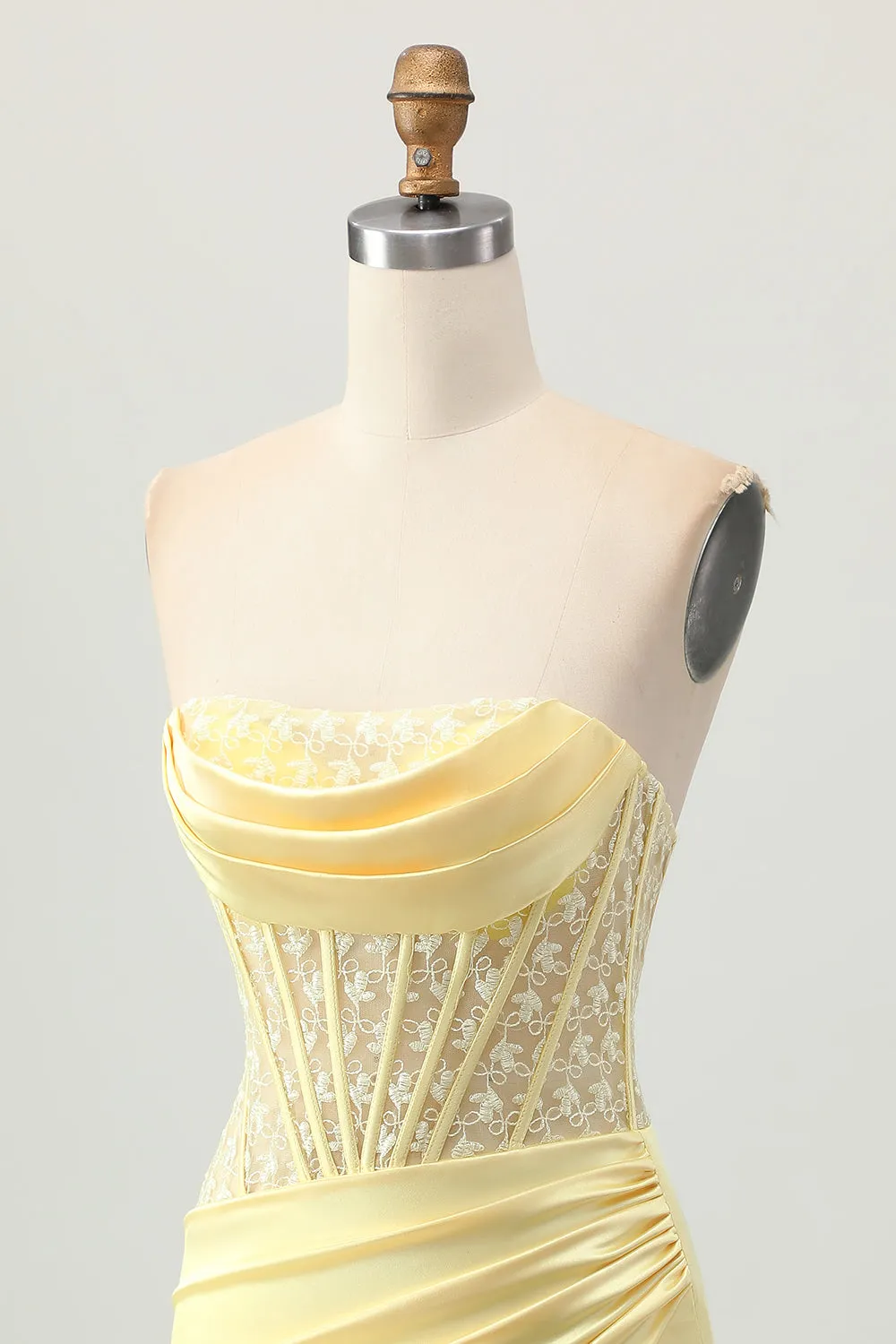 Yellow Satin Corset Tight Short Homecoming Dress with Lace Up Back sold by Zapaka product image thumbnail 5