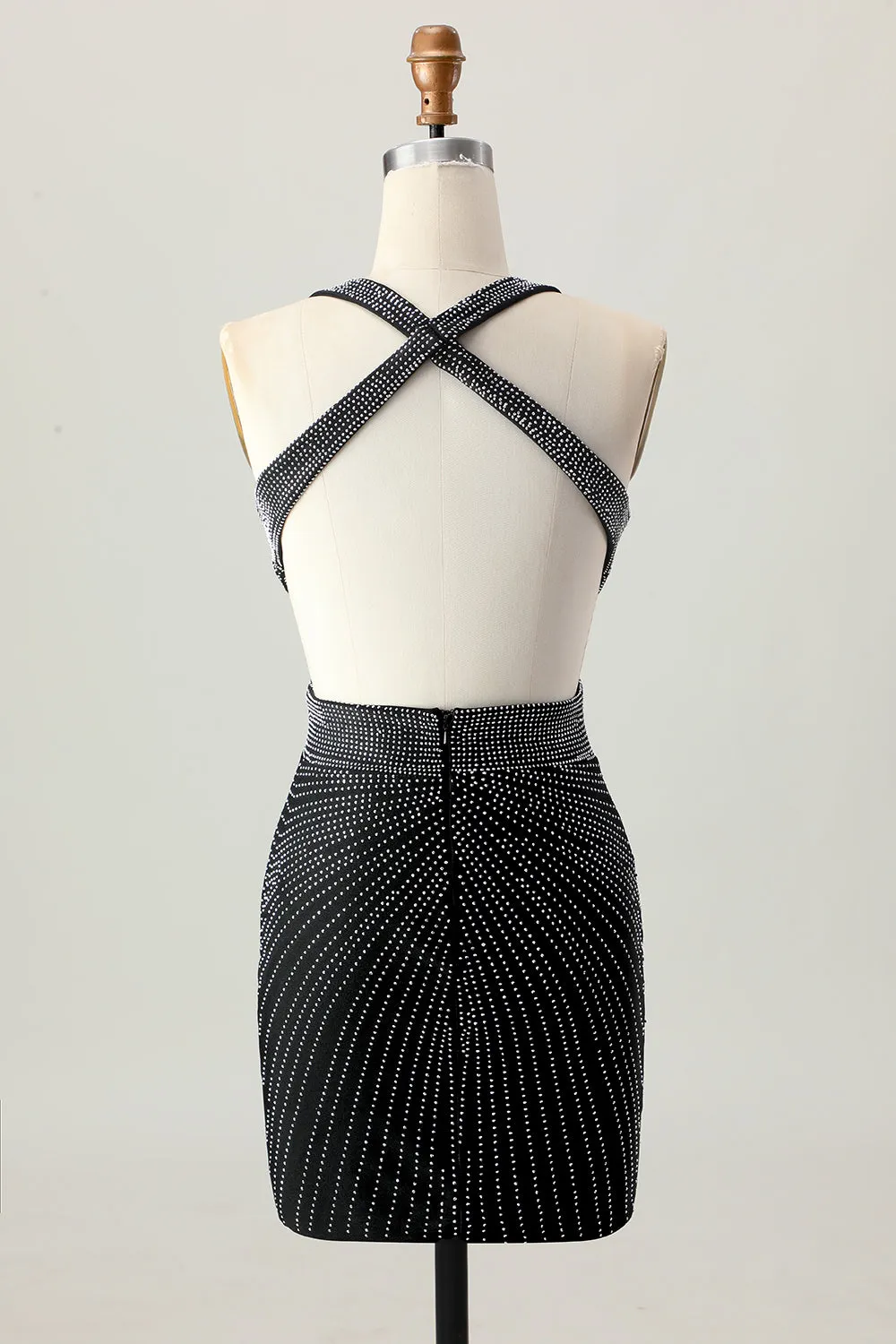 Black Bodycon V-Neck Beaded Homecoming Dress sold by Zapaka product image thumbnail 2