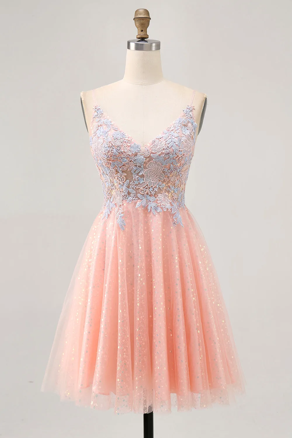 Blush A Line Sequins Appliqued Short Homecoming Dress sold by Zapaka