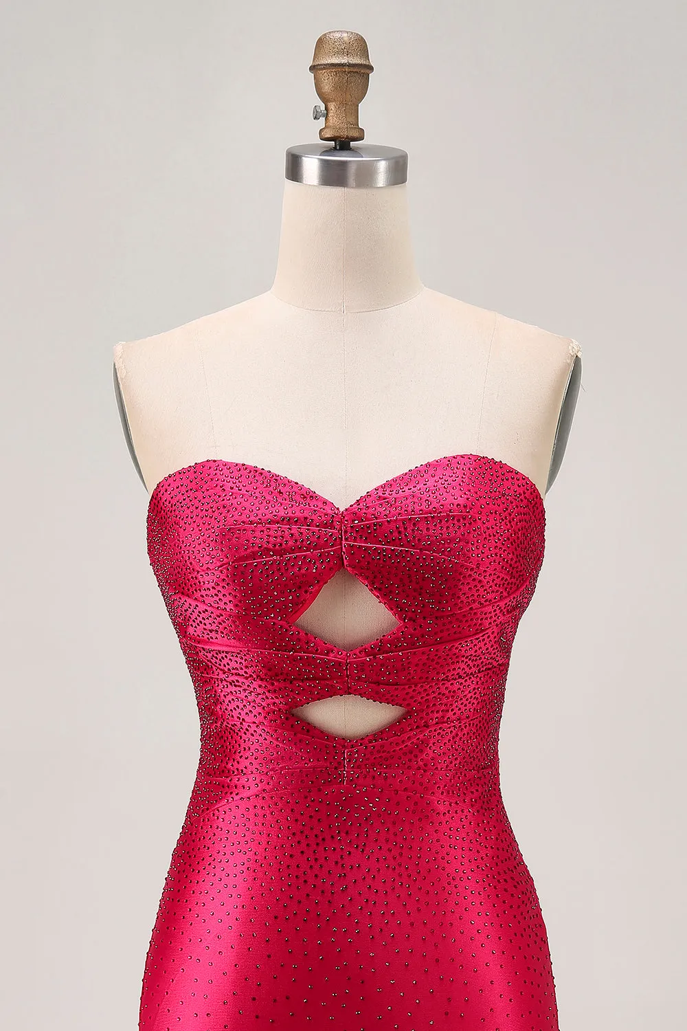 Beaded Strapless Burgundy Cut Out Homecoming Dress sold by Zapaka product image thumbnail 4