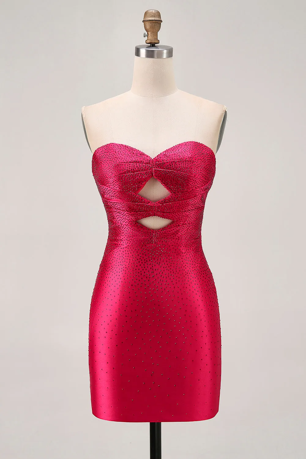 Beaded Strapless Burgundy Cut Out Homecoming Dress sold by Zapaka