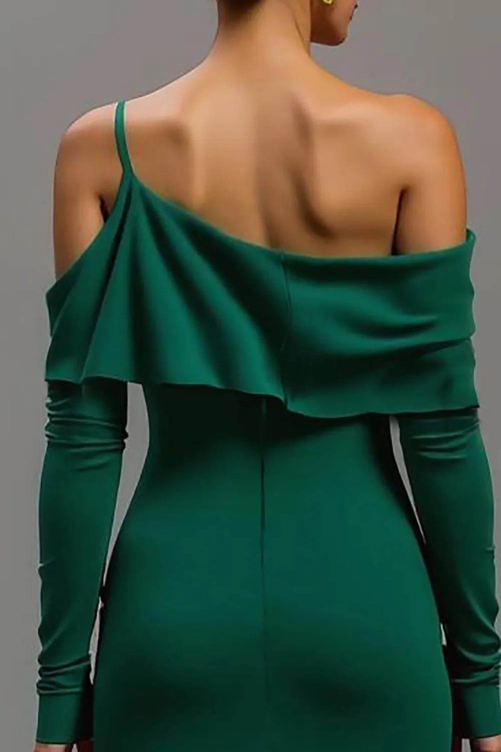 One Shoulder Dark Green High-Low Formal Dress sold by Zapaka product image thumbnail 4