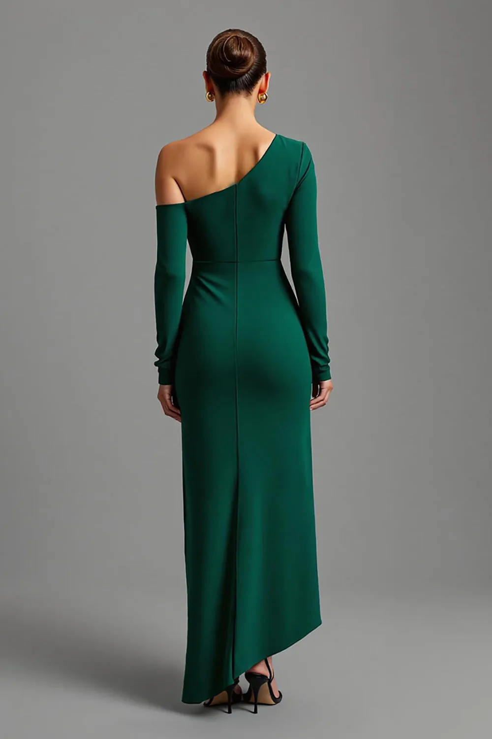 One Shoulder Dark Green Asymmetrical Formal Dress sold by Zapaka product image thumbnail 2