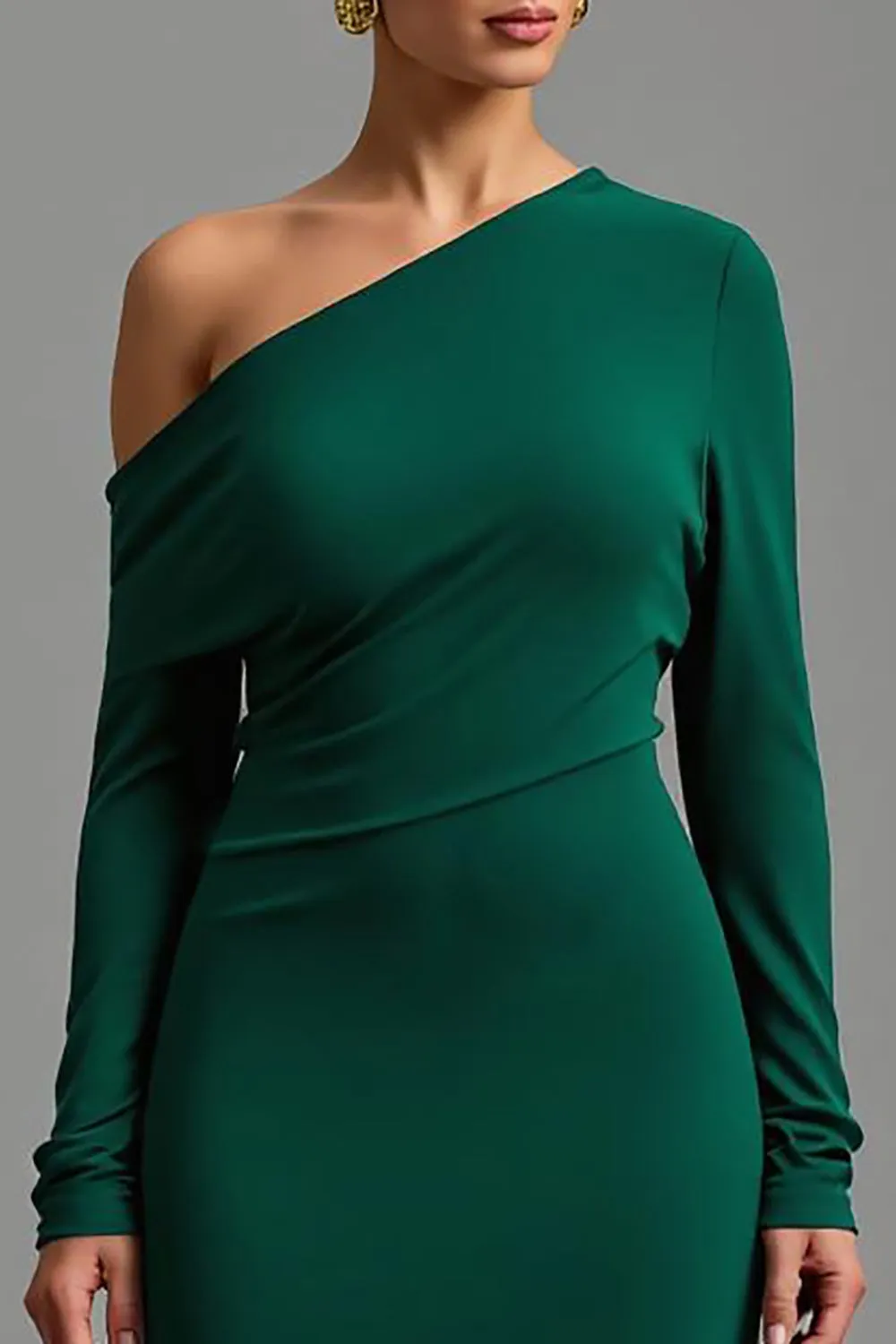 One Shoulder Dark Green Asymmetrical Formal Dress sold by Zapaka product image thumbnail 3