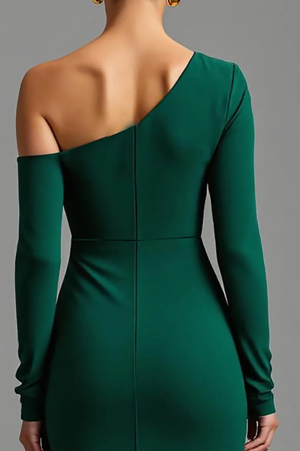 One Shoulder Dark Green Asymmetrical Formal Dress sold by Zapaka product image thumbnail 4