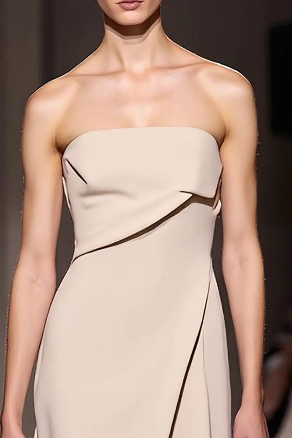 Strapless Ivory A-Line Satin Long Evening Dress with Slit sold by Zapaka product image thumbnail 4