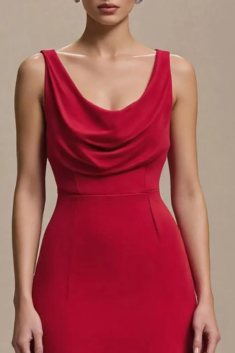 Cowl Neck Red A Line Long Formal Dress sold by Zapaka product image thumbnail 2