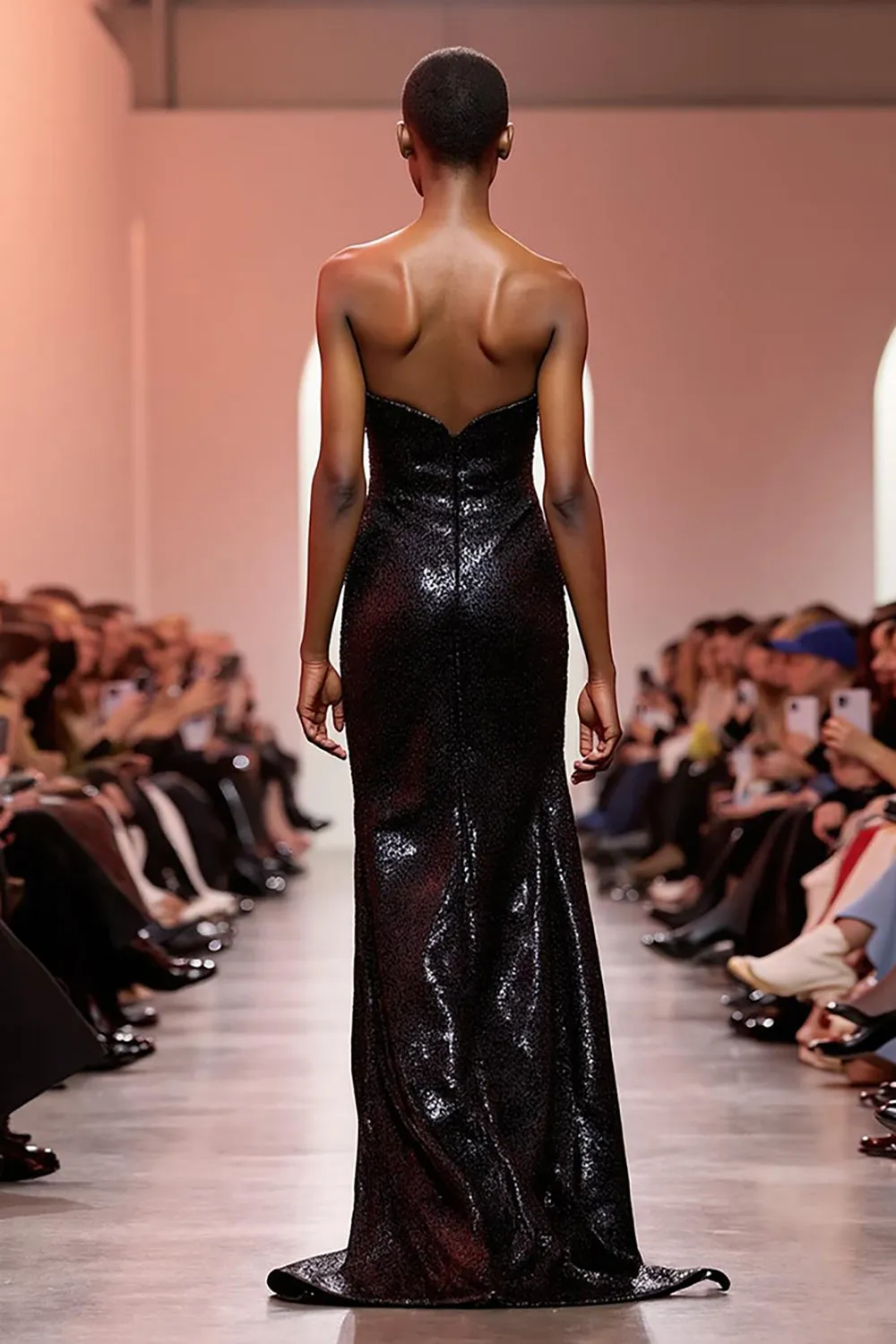 Sparkly Black A-Line Strapless Evening Dress sold by Zapaka product image thumbnail 2