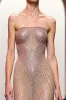 Mermaid Strapless Sparkly Champagne Long Evening Dress with Sequins sold by Zapaka