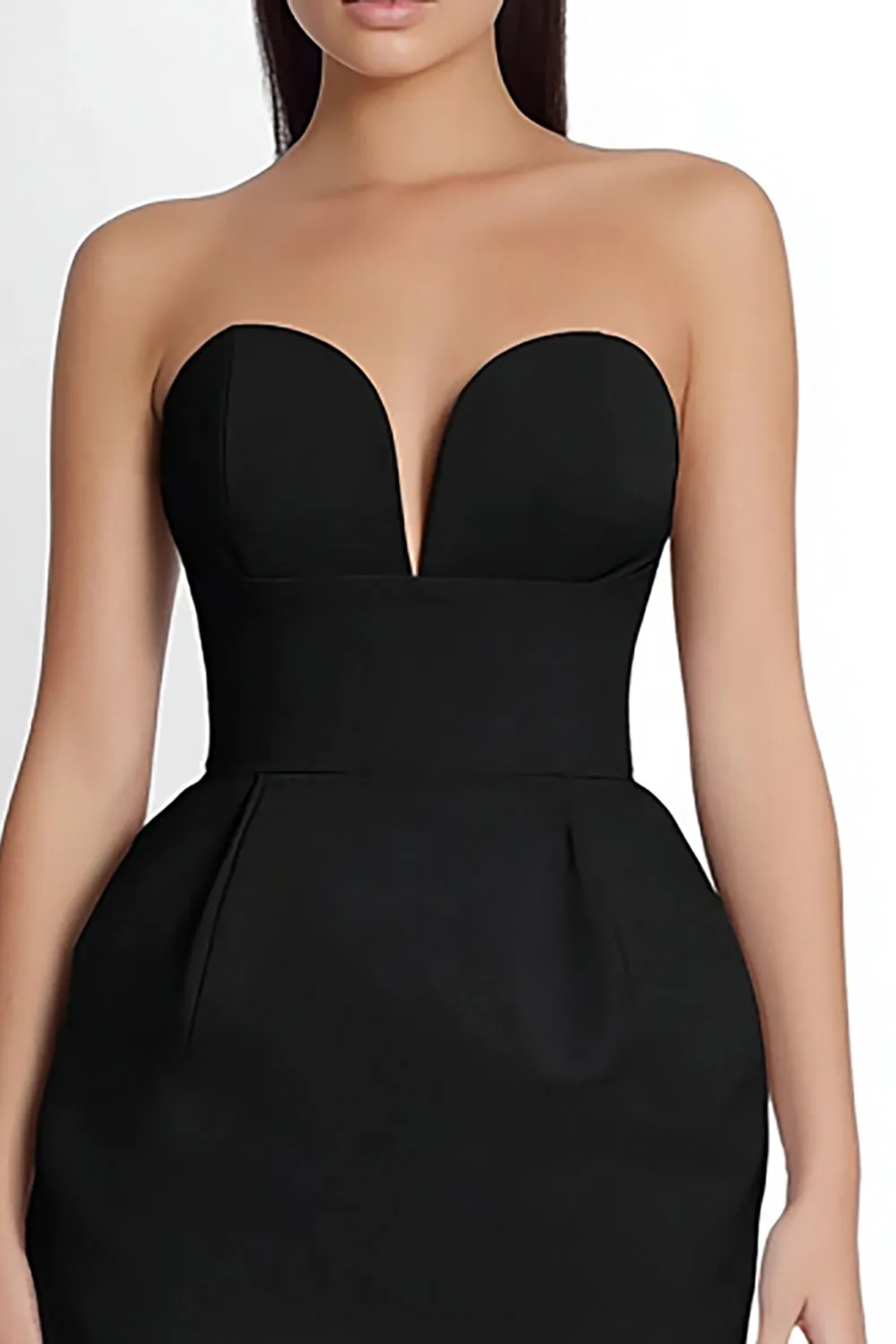 Strapless Bodycon Satin Little Black Dress sold by Zapaka product image thumbnail 2